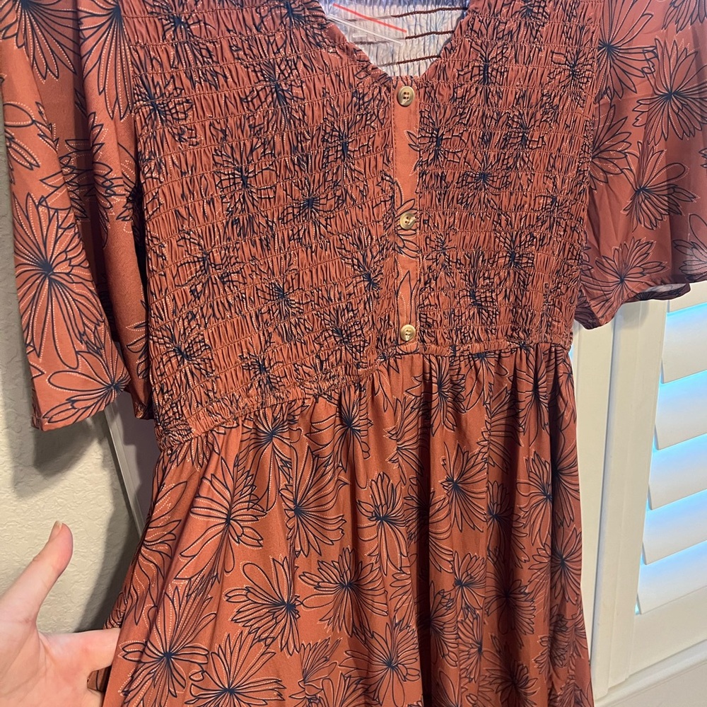 Polagram Midi floral smocked dress never worn